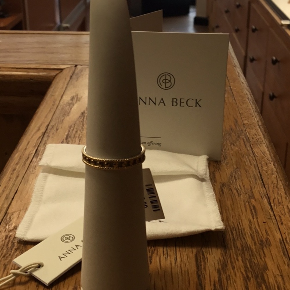 Anna Beck sterling 18kt overlay ring 7 New